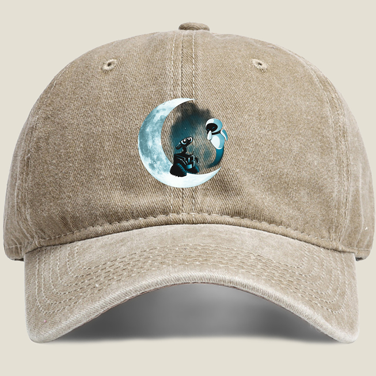 WALL-E and EVE on the Moon - Washed Denim - Baseball Cap