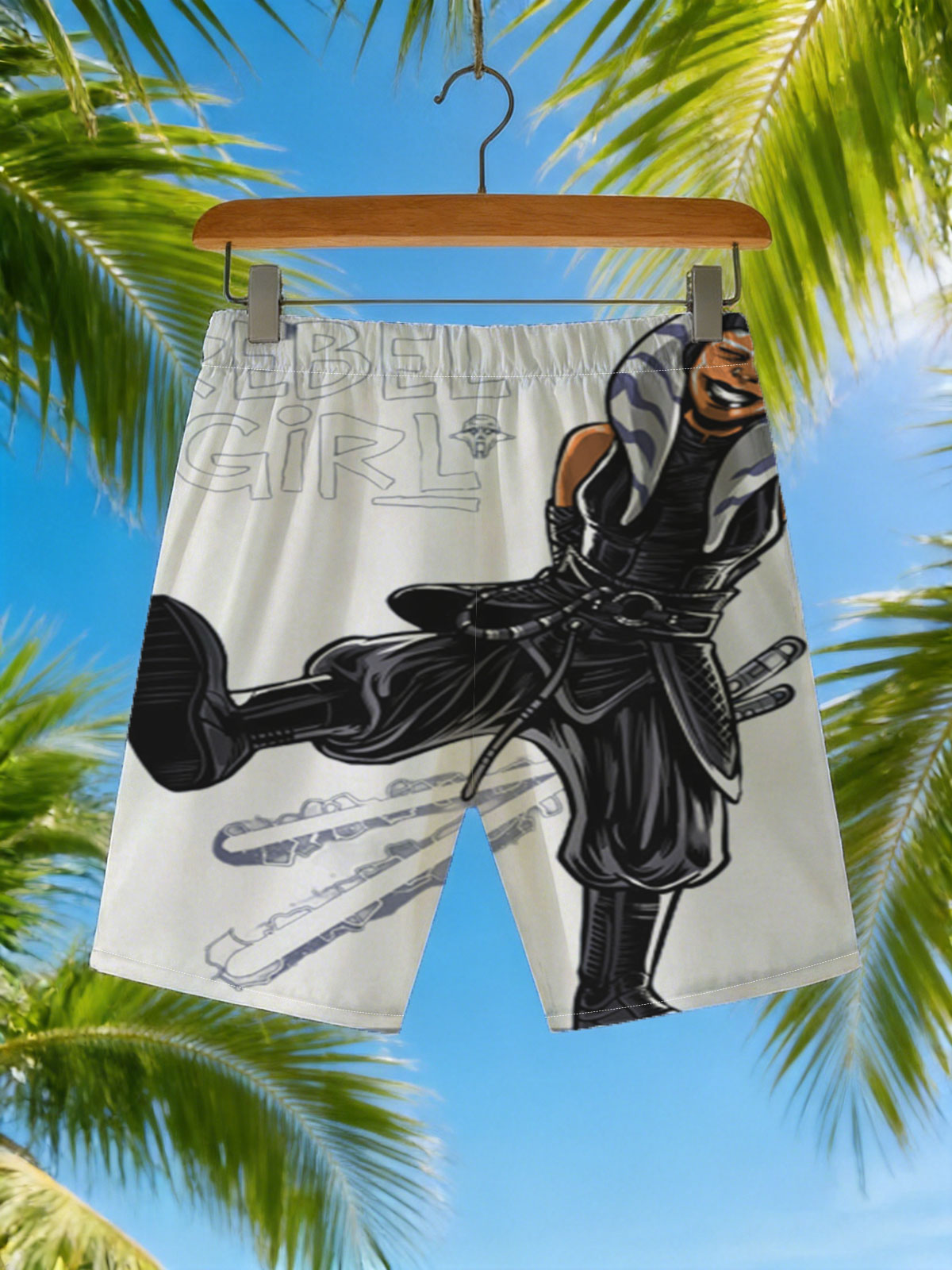 Rebel Girl: Azaan, Star Wars-Inspired Warrior with Dual Lightsabers -  Beach shorts