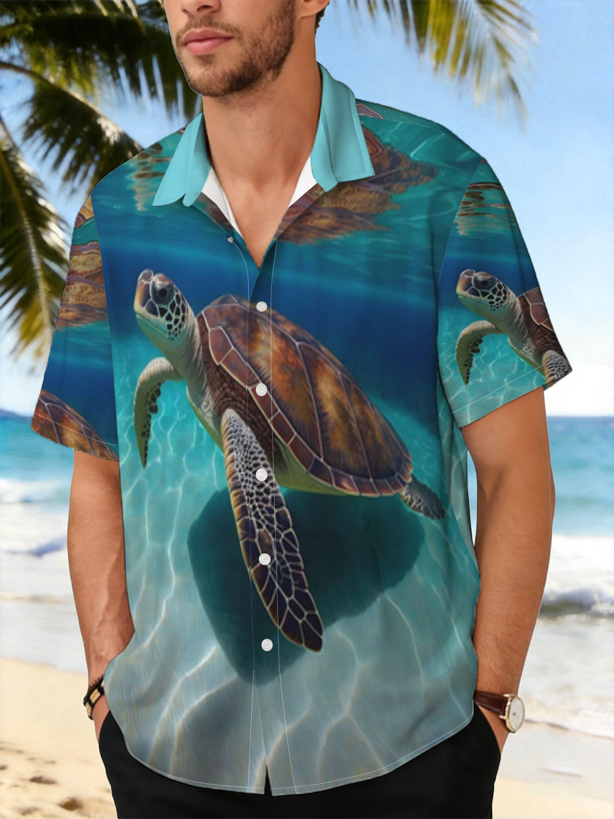 Sea Turtle Swimming in Crystal Clear Waters -  Shirt
