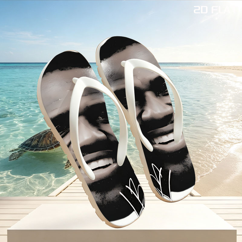 LeBron James Smiling Portrait with Signature -  flip-flops