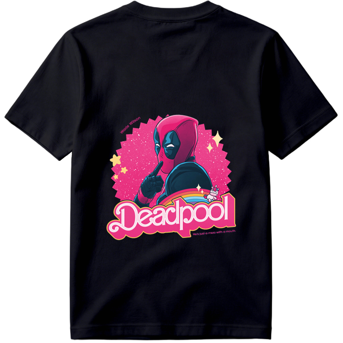 Deadpool: Wade Wilson with a Unicorn and Rainbow - Tee