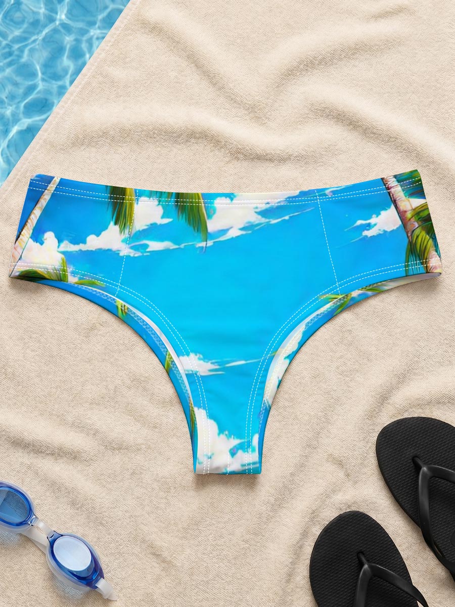 Tropical Beach with Palm Trees and Blue Sky -  Men's swim trunks