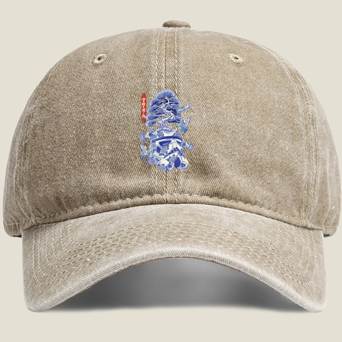 Star Wars Stormtrooper with Bonsai and Cranes - Washed Denim - Baseball Cap