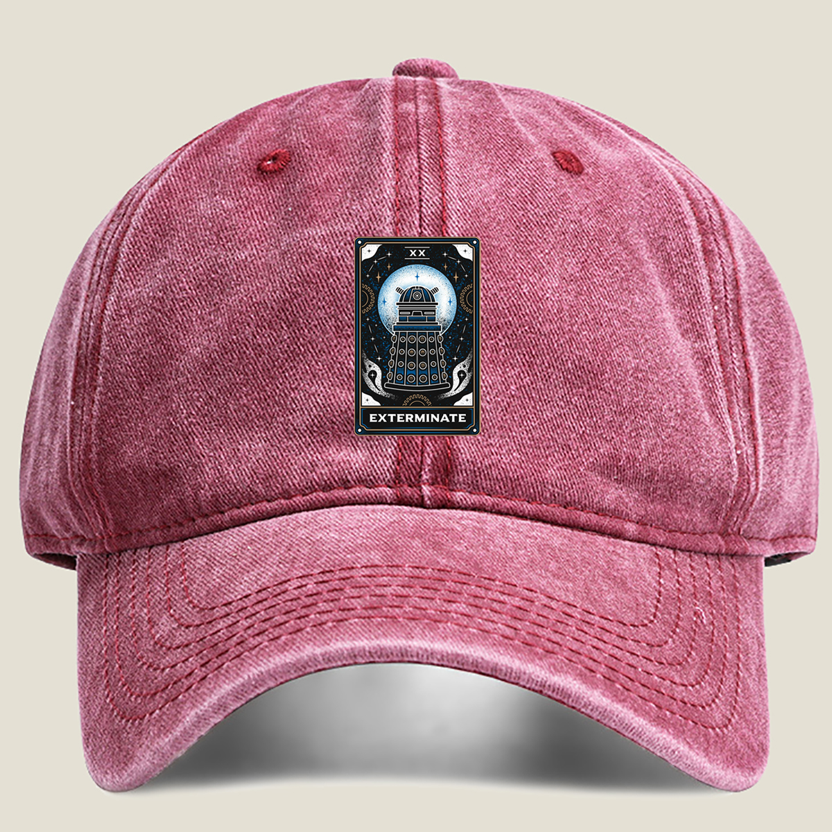Dalek Exterminate Tarot Card - Washed Denim - Baseball Cap
