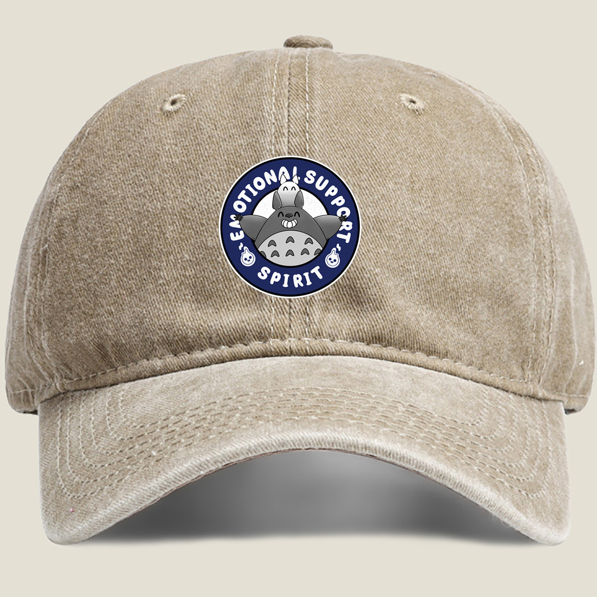 Totoro Emotional Support Spirit - Washed Denim - Baseball Cap