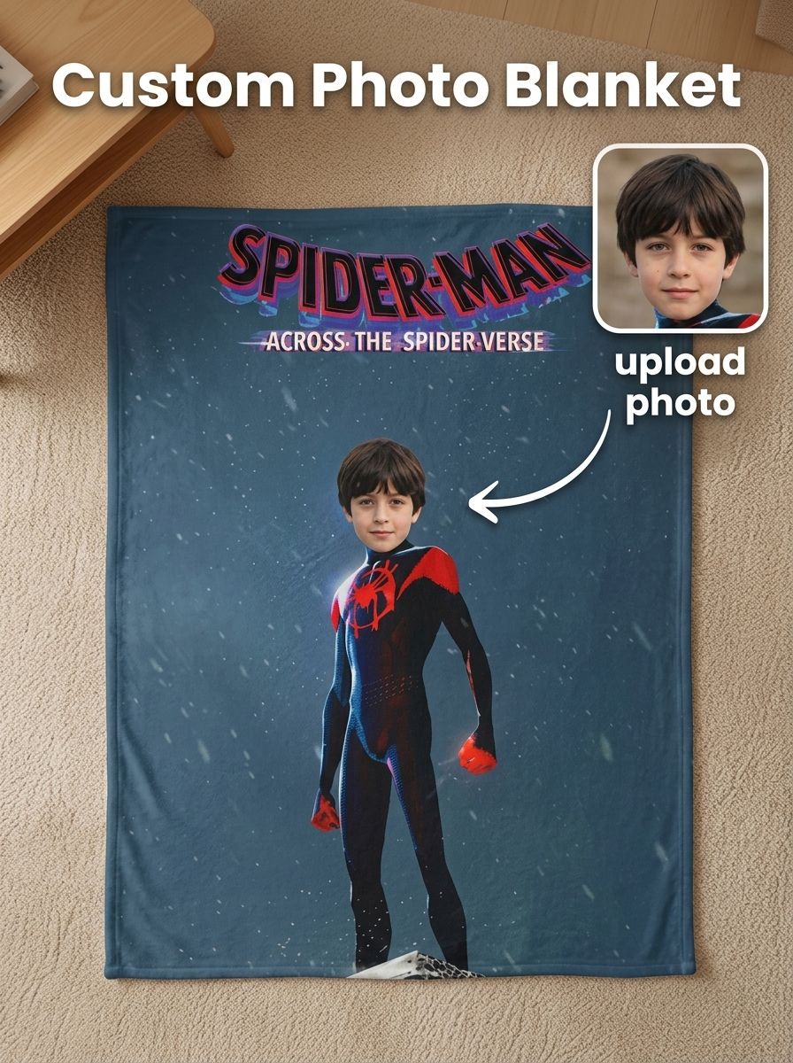 Custom Face Photo Superhero Flannel Blanket Ultra Soft Personalized Throw for Kids and Fans Cozy Bed Sofa Fleece Wrap