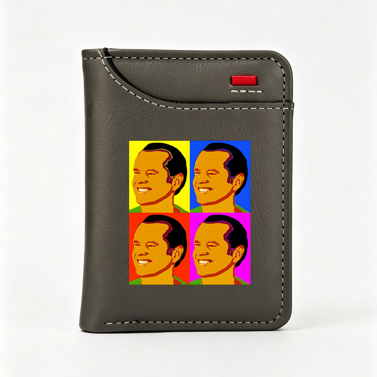 Pop Art Portrait of a Smiling Man in Four Color Blocks - Vertical Style Wallet