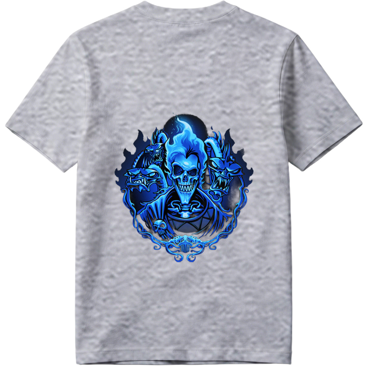 Blue Flame Skull with Demonic Creatures - Tee