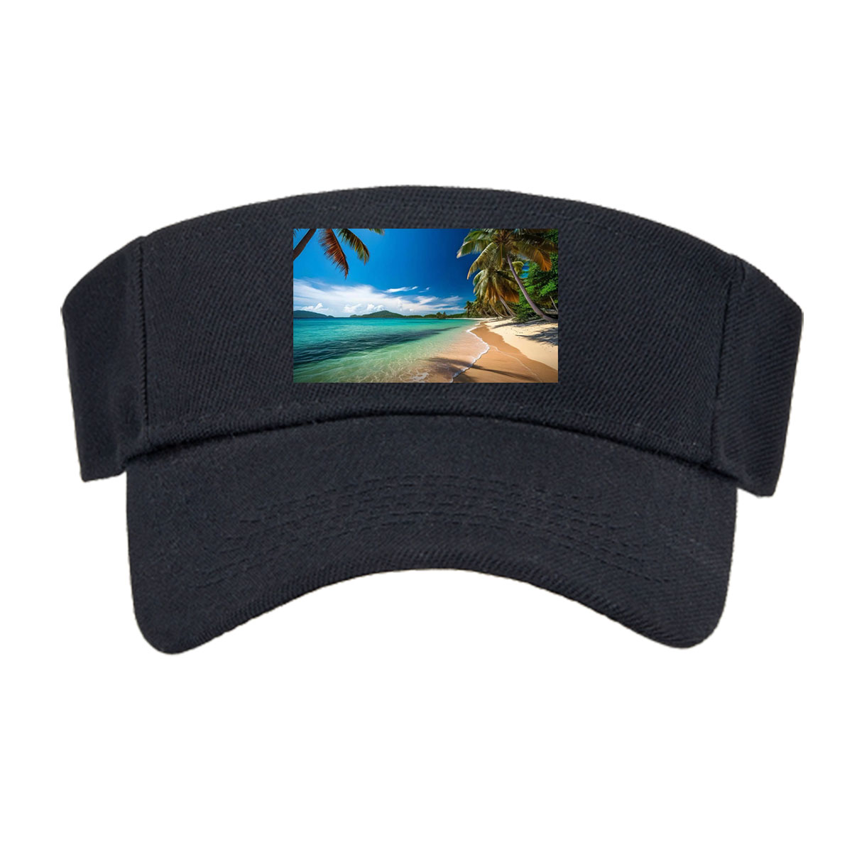 Tropical Beach with Palm Trees and Crystal Clear Water -  Visor cap