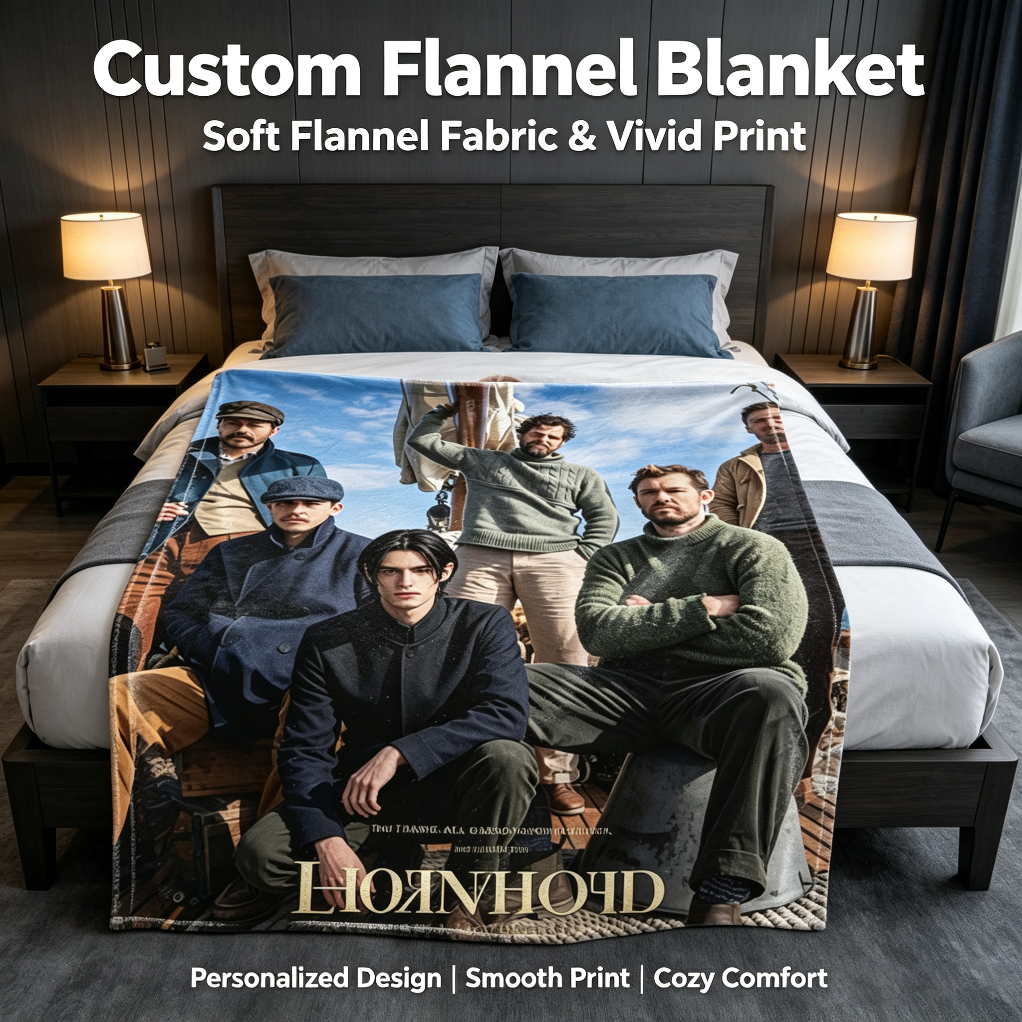 Custom Face Blanket Hornhold Movie Characters Flannel Blanket for Men's Fashion Fans Perfect Gift or Giveaway for Film Enthusiasts