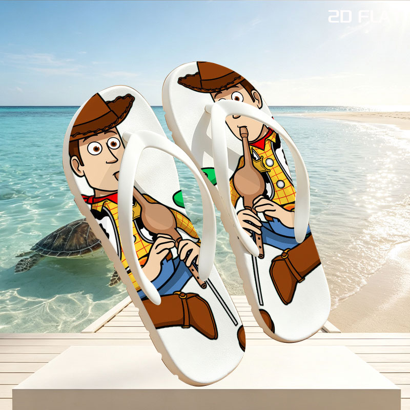 Woody Playing Flute with Snake in Boot -  flip-flops