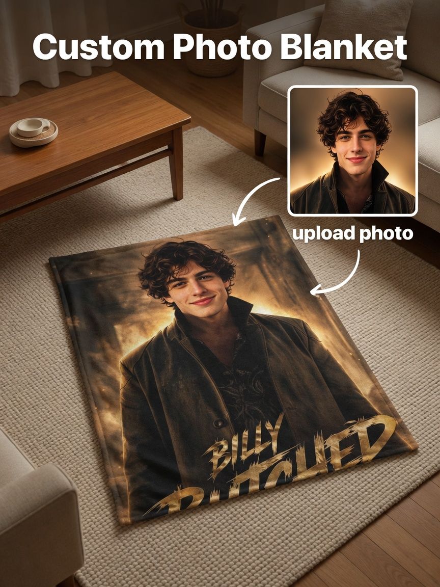 Custom Photo Portrait Flannel Fleece Blanket Personalized Ultra Soft Anti Pilling Throw for Couch Bed Travel Warm Gift