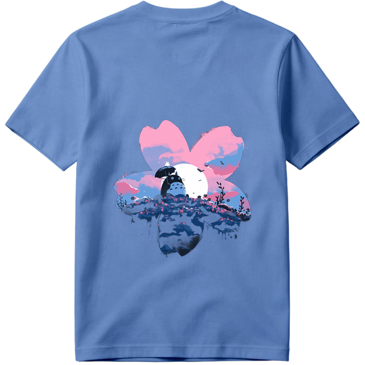 Totoro Under Cherry Blossom Moon - Tee
