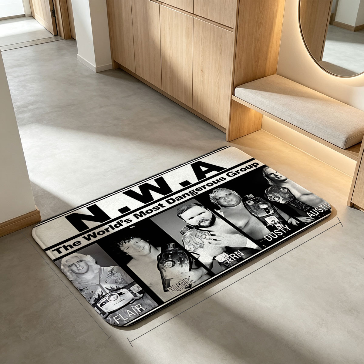 N.W.A: Flair, Funk, Arn, Dusty, Austin – The World's Most Dangerous Group - Flannel floor mat
