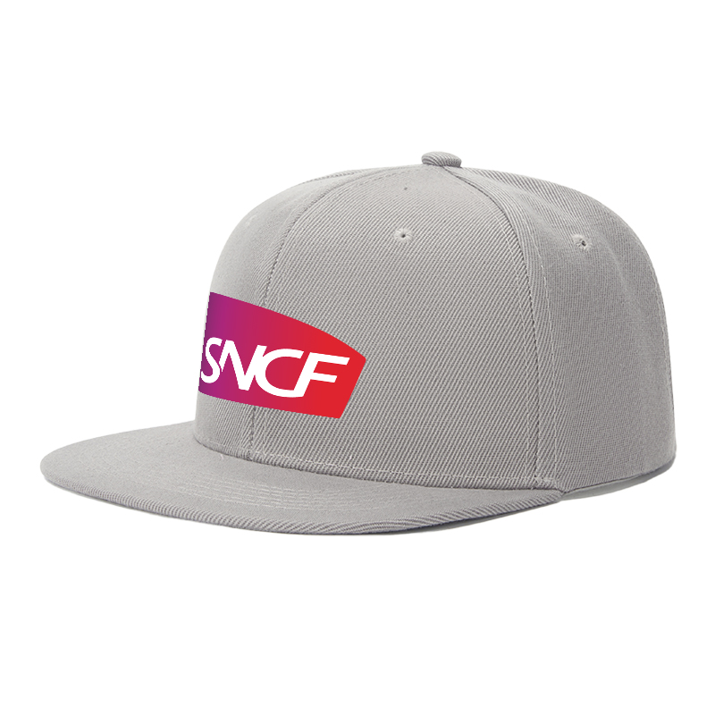Flat Brim Baseball Cap SNCF Logo Print Streetwear Underground Skate Style for Basketball Court Skate Park Urban Riders and Hip Hop Artists