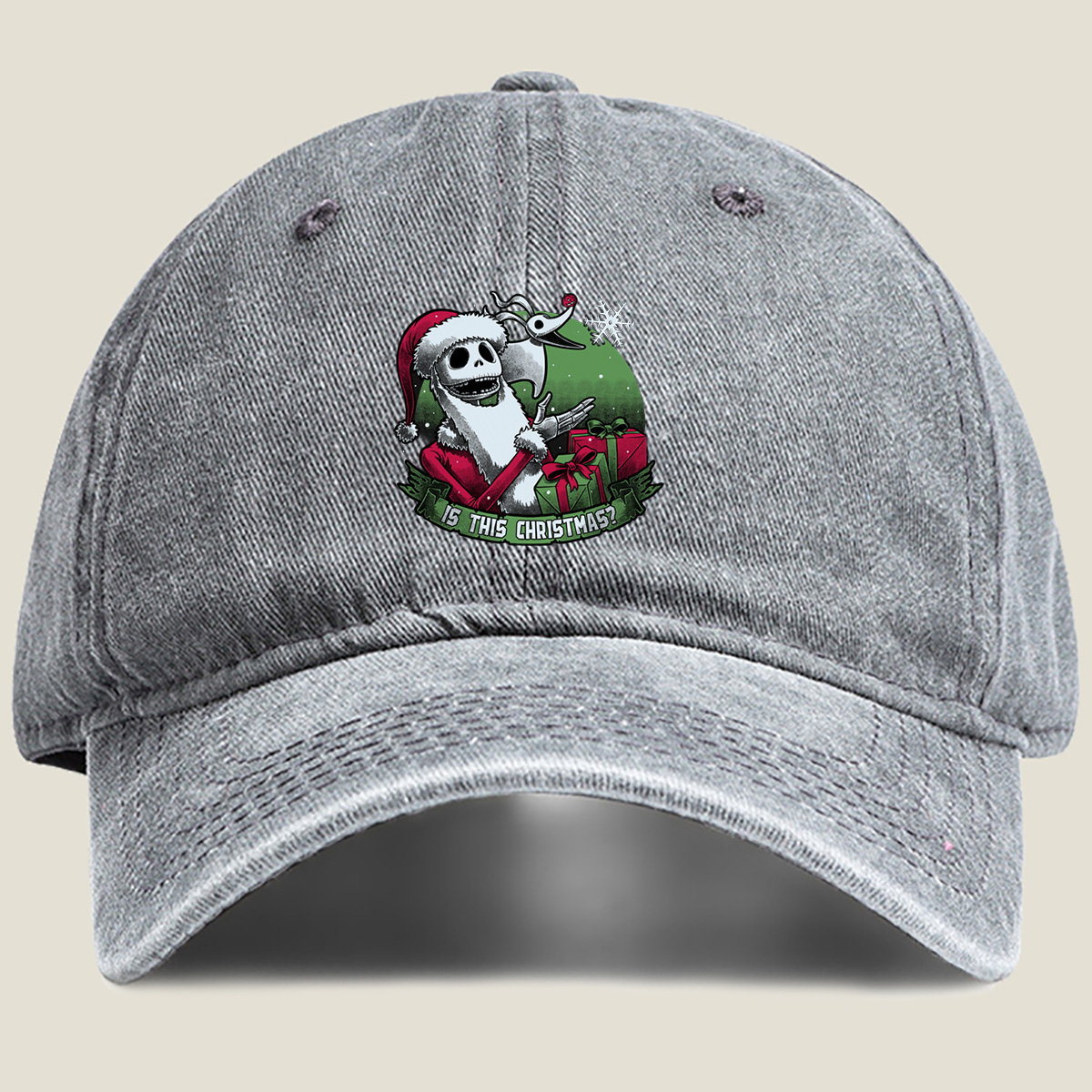 Jack Skellington and Zero - Is This Christmas? - Washed Denim - Baseball Cap