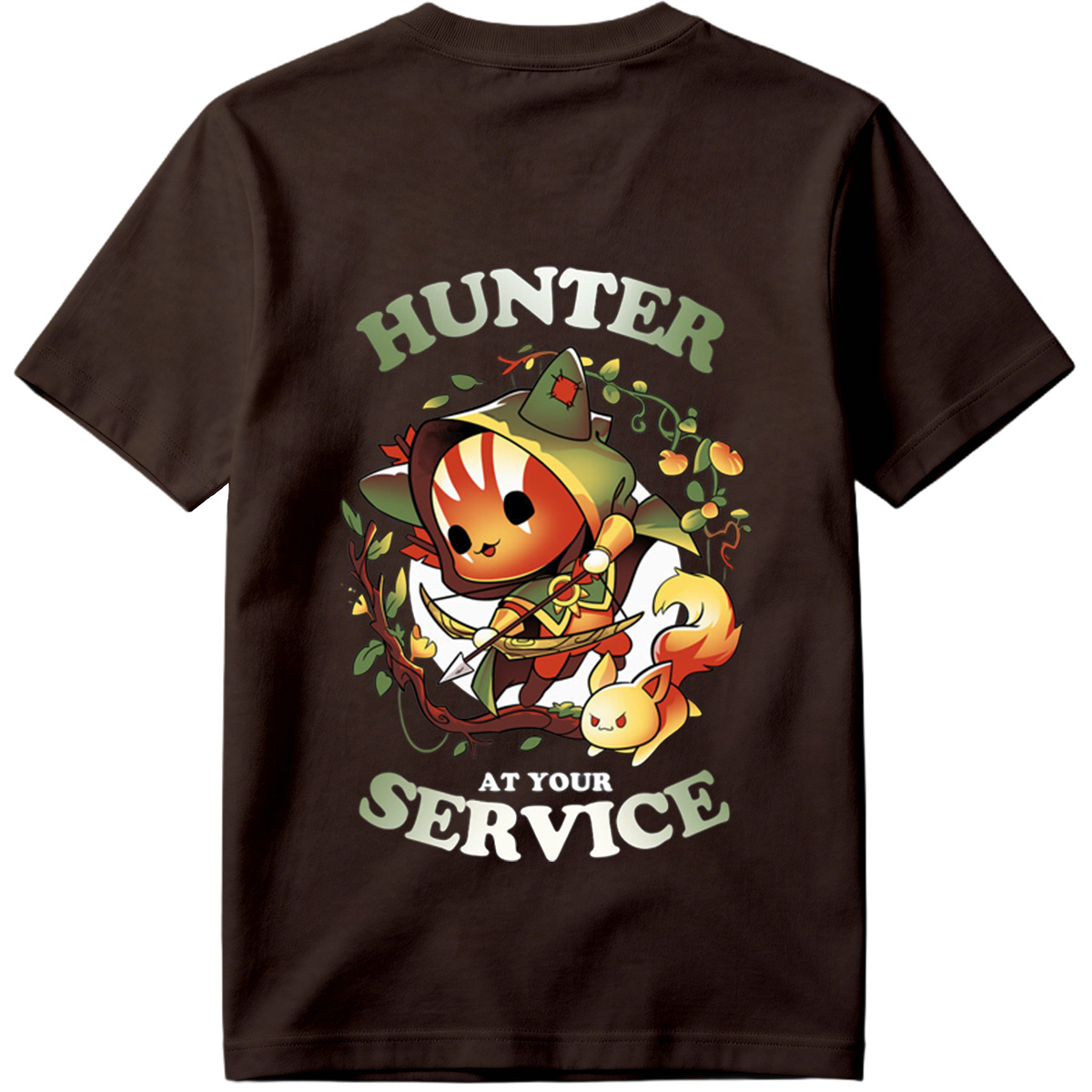 Hunter at Your Service - Chibi Archer and Fox Companion - Tee