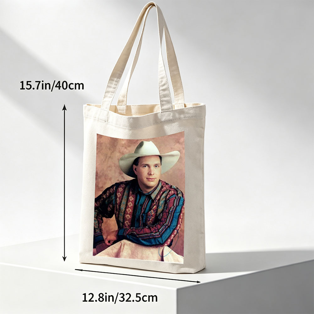 Garth Brook in Cowboy Attire with Colorful Patterned Shirt and White Hat - Canvas tote bags