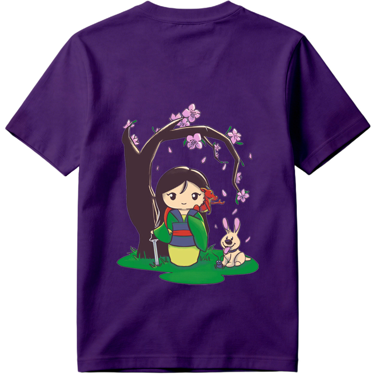 Mulan with Mushu and Cri-Kee Under Cherry Blossom Tree - Tee