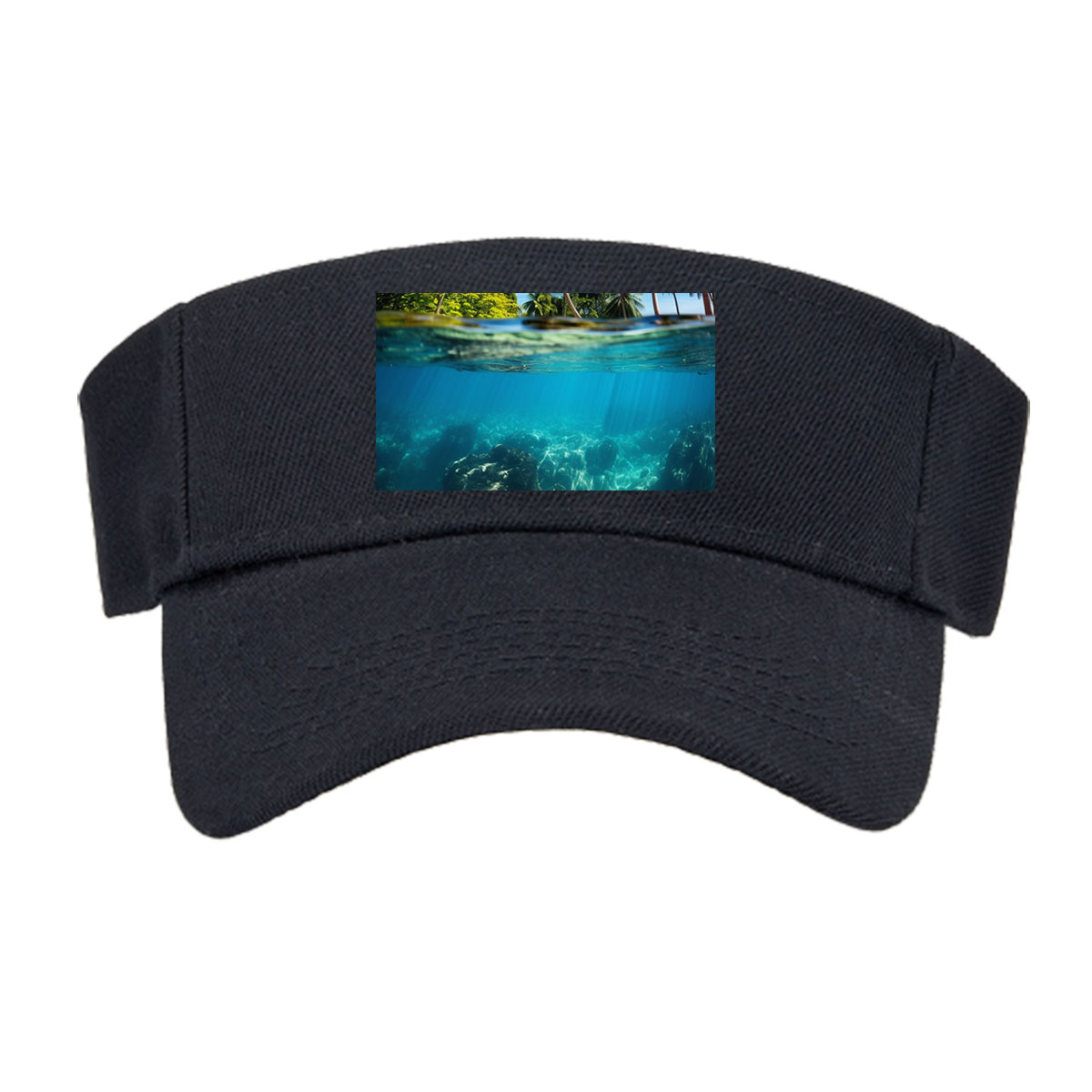 Tropical Paradise: Palm Trees and Coral Reef Underwater -  Visor cap