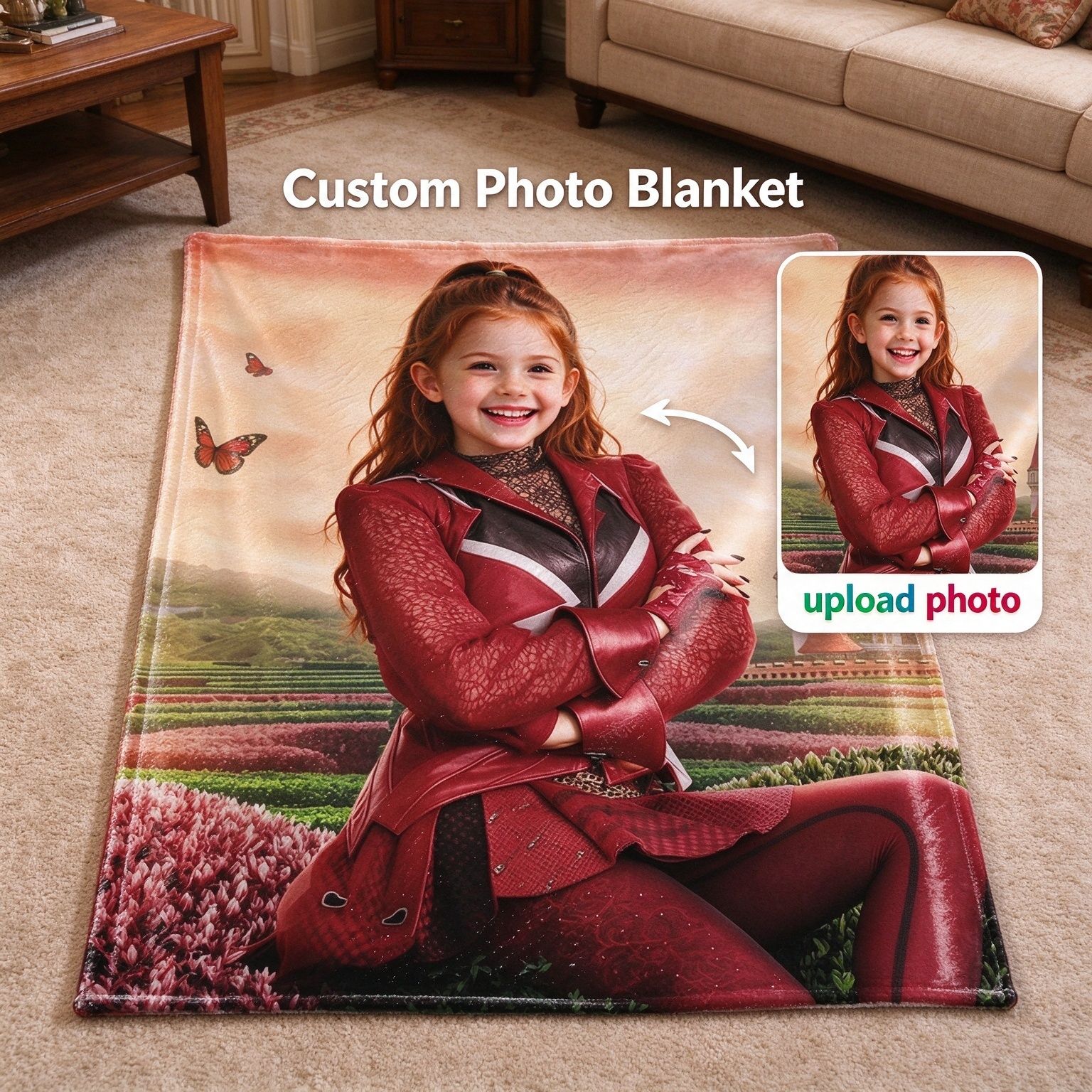 Custom Face Blanket Personalized Photo Flannel Fleece Throw Soft Castle Princess Blanket Ideal Personalized Gift