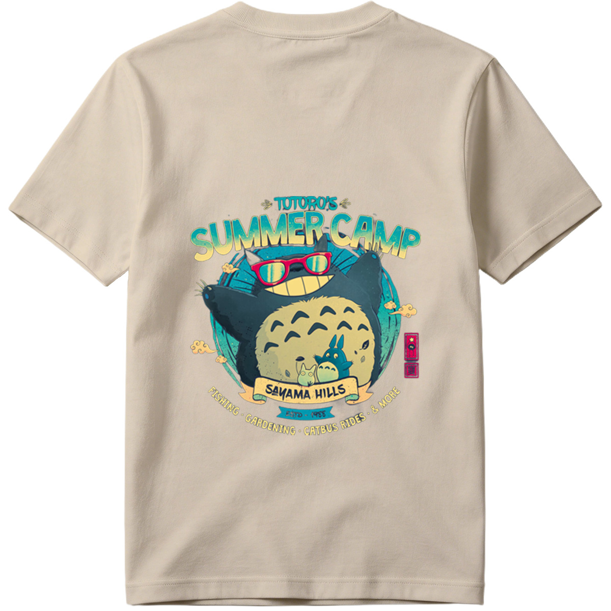 Totoro's Summer Camp: Totoro, Little Totoros, and Catbus in Sakama Hills - Tee