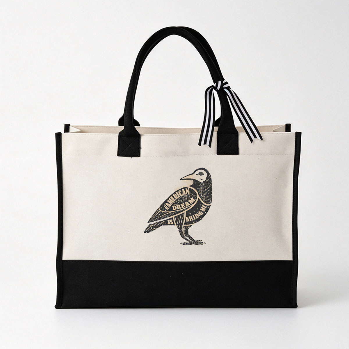 The American Dream Is Killing Me - Crow Artwork - Canvas patchwork gift tote bag