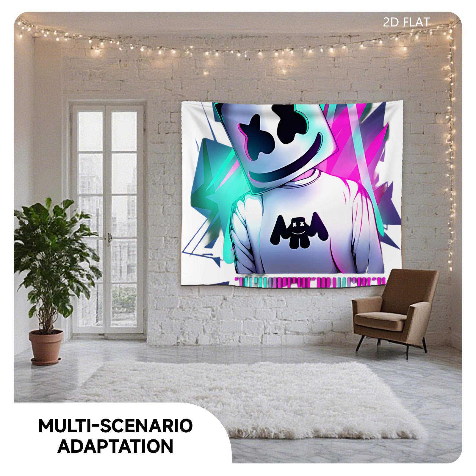 Marshmello DJ in Neon Glow with Music Visualizer - Tapestry