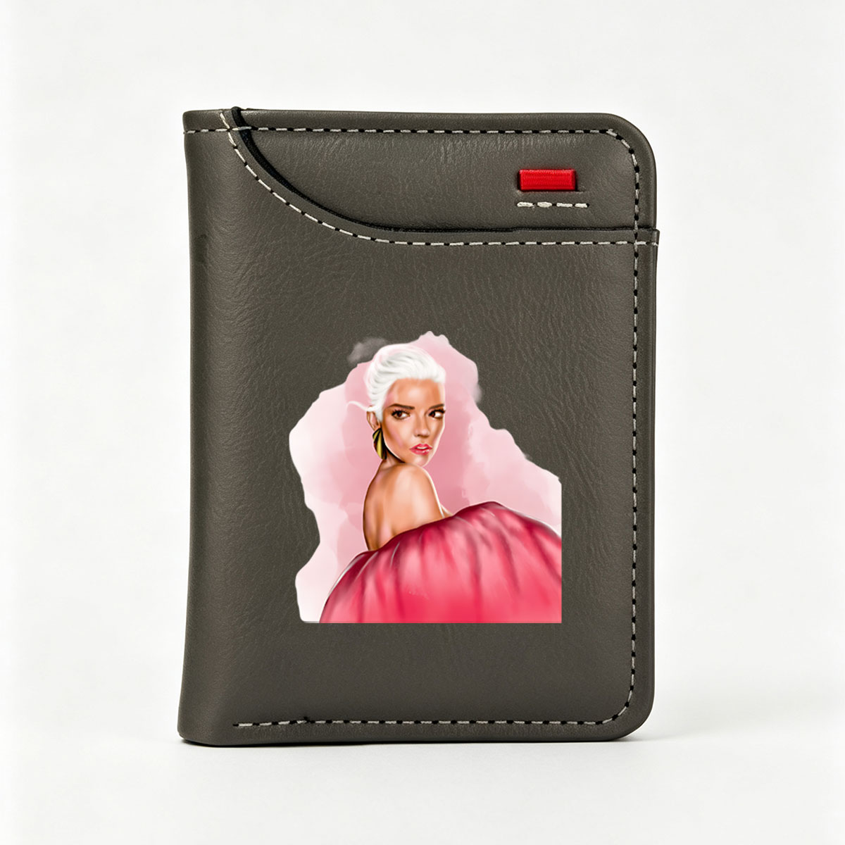 Pop Star in Pink Gown with White Hair - Vertical Style Wallet