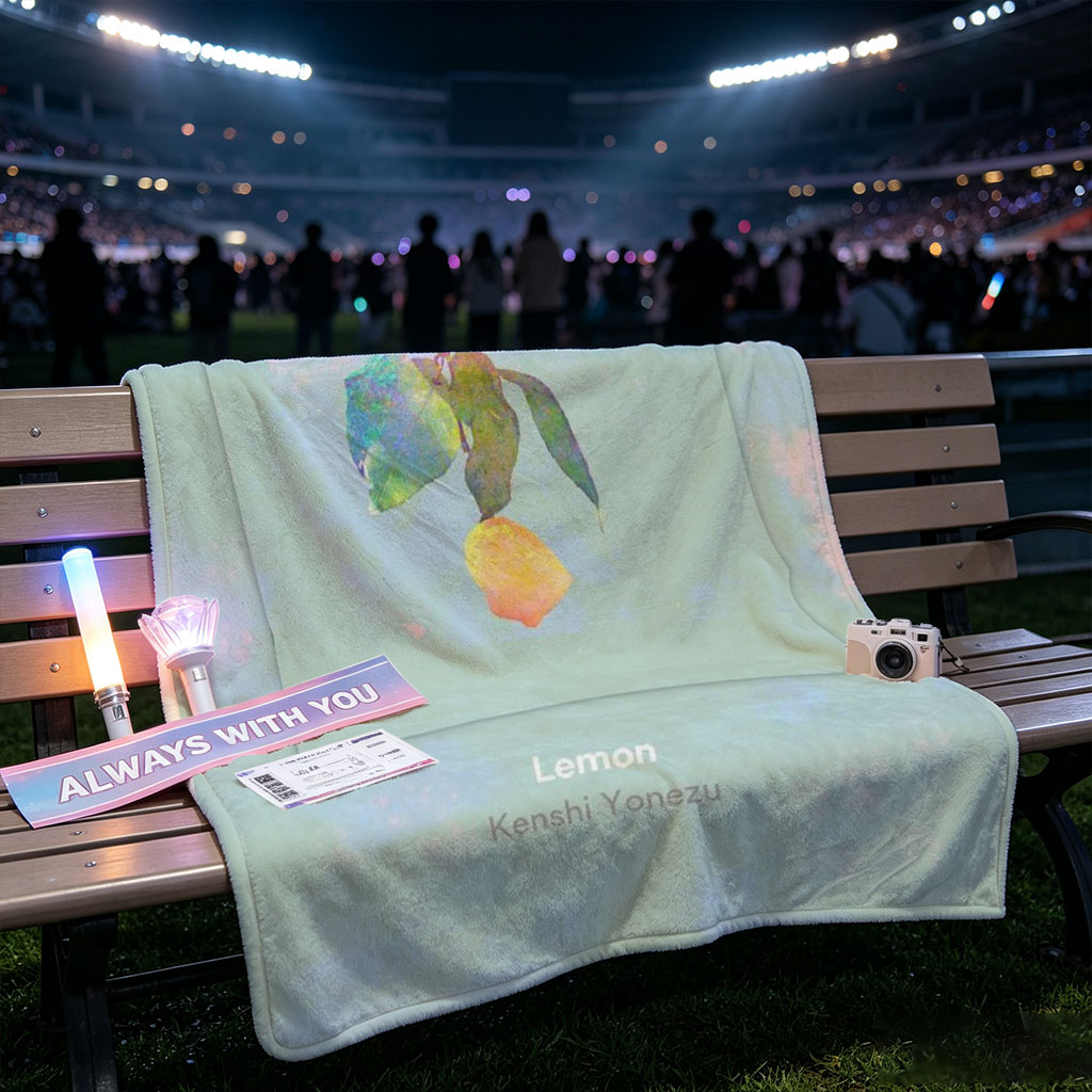 Kenshi Yonezu Lemon Watercolor Artwork with Hanging Fruit and Leaves - Blankets