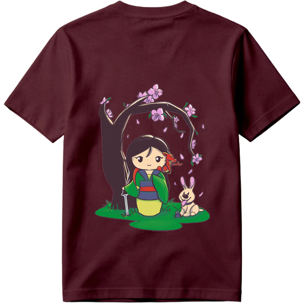 Mulan with Mushu and Cri-Kee Under Cherry Blossom Tree - Tee