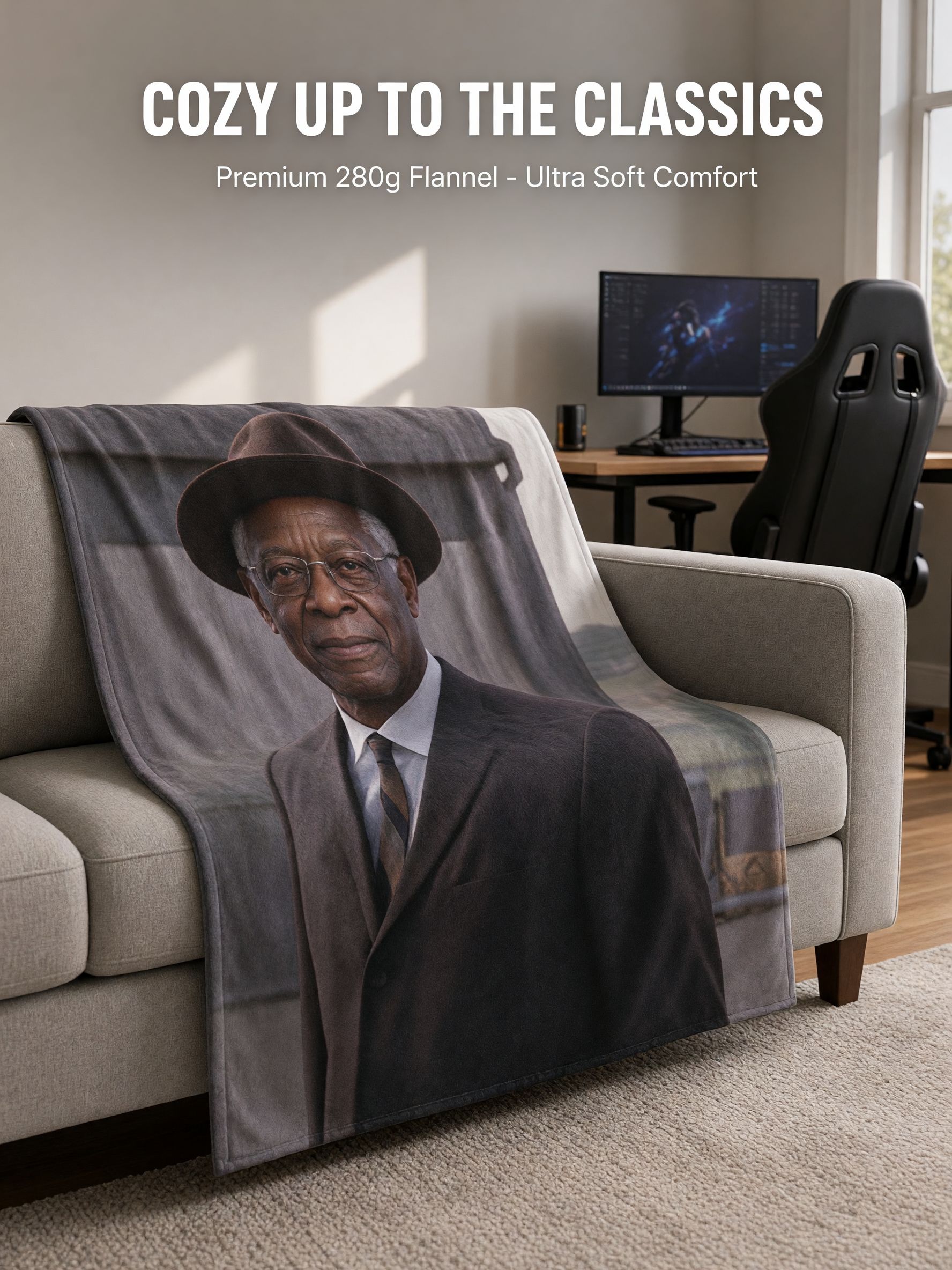Custom Photo Face Blanket Personalized Flannel Throw Blanket for Bed Sofa Couch Ideal Keepsake Gift for Family