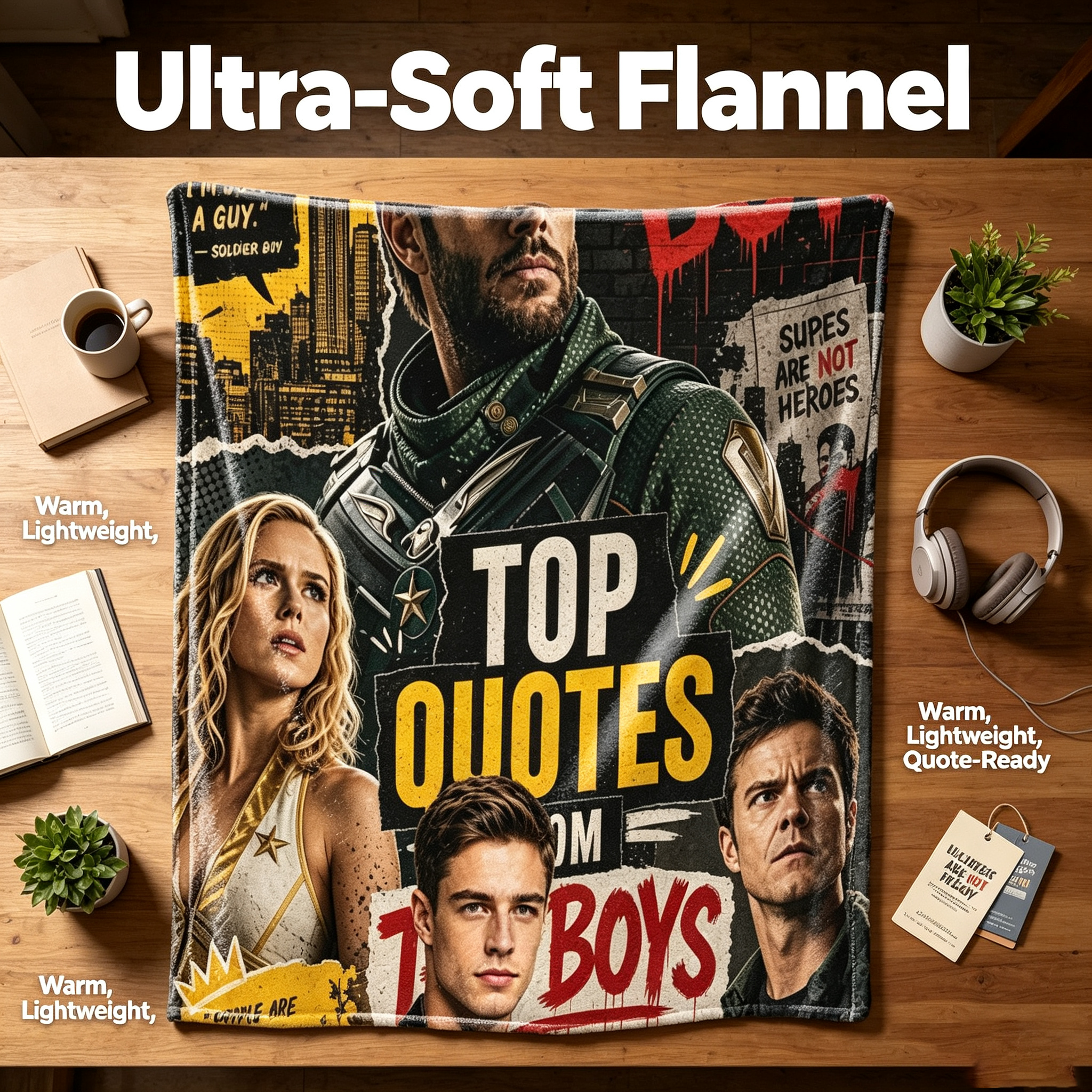 Custom Face Blanket The Boys TV Show Flannel Blanket Featuring Homelander Starlight Hughie and Soldier Boy Perfect for Fans as a Cozy Gift or Birthday Present