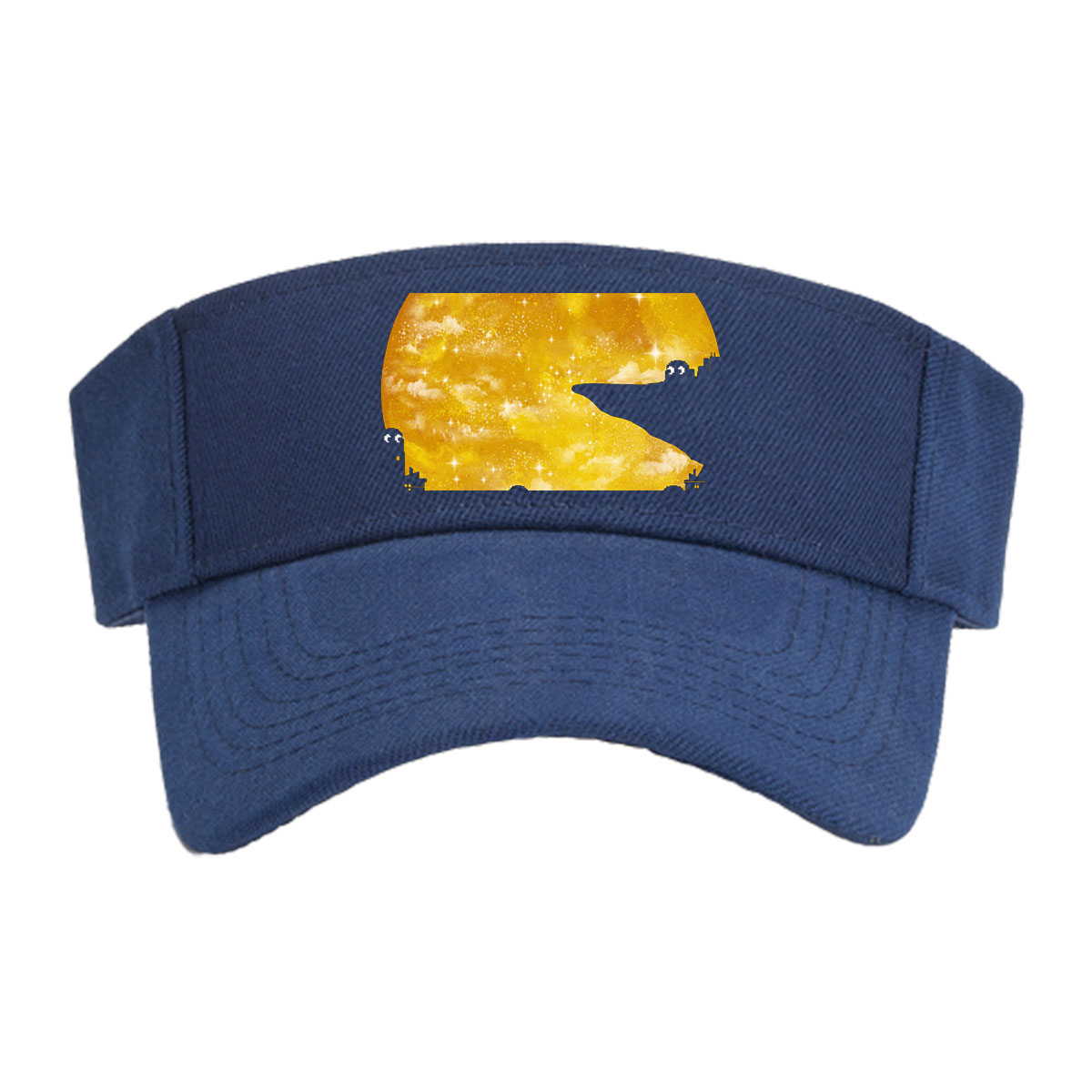 City Silhouettes Under a Golden Moon with Starry Sky -  Visor cap
