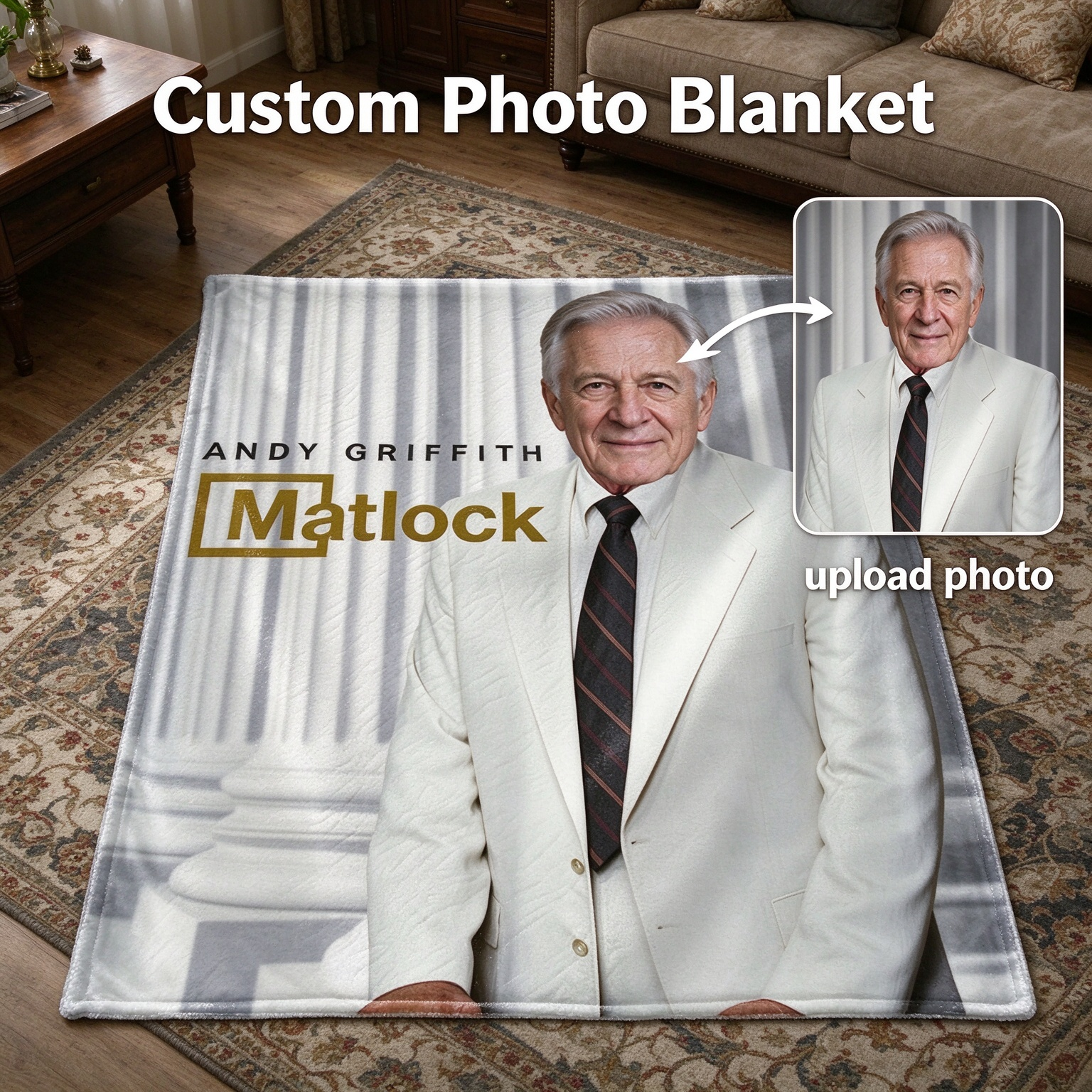 Custom Photo Portrait Flannel Fleece Blanket Ultra Soft Personalized Throw for Bed Couch Ideal Keepsake Gift
