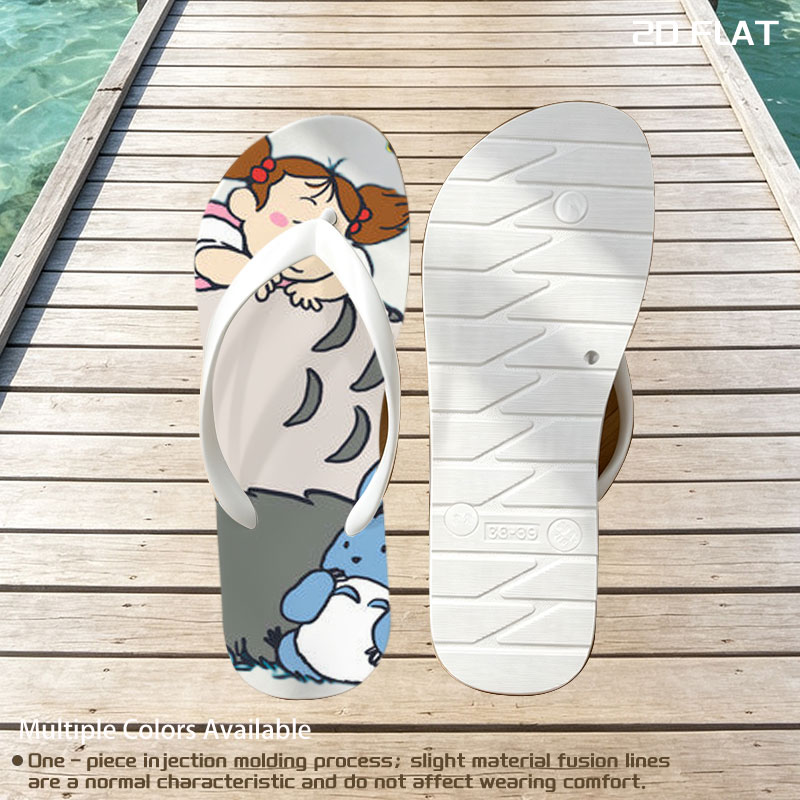 Totoro, Mei, Satsuki, and Friends in a Whimsical Forest Scene -  flip-flops