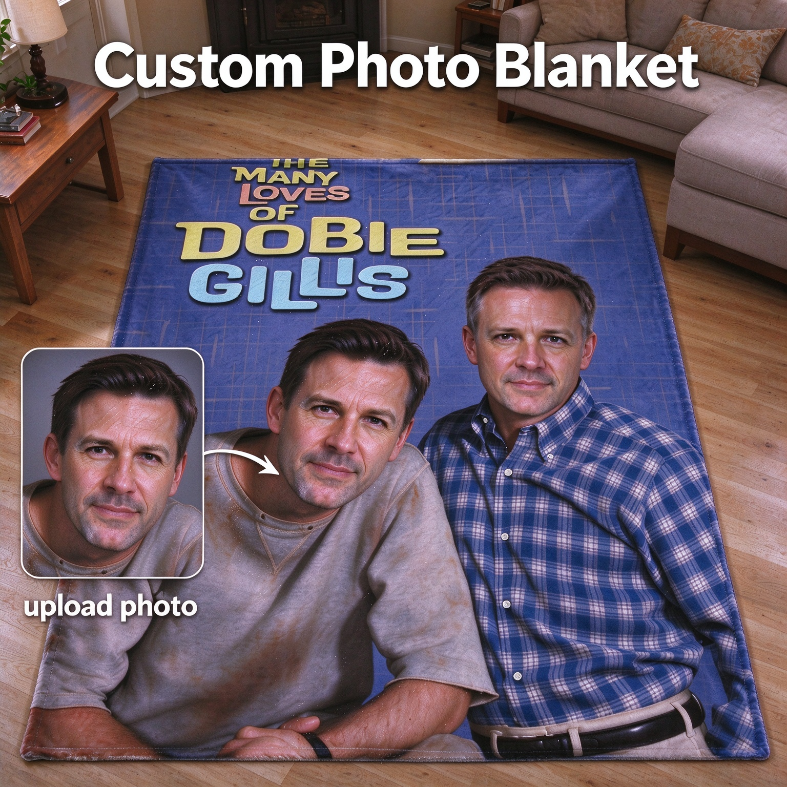 Custom Face Blanket Personalized Photo Flannel Throw, Soft Anti-Pilling Fleece Bed Cover, Ideal Personalized Gift
