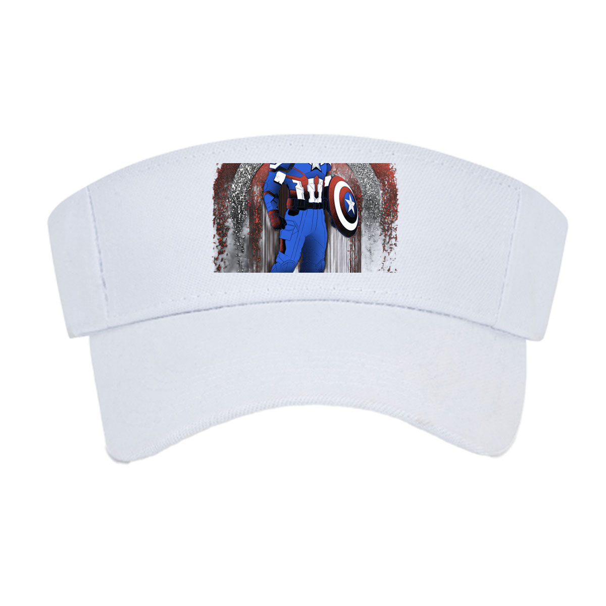 Captain America in Tactical Suit with Shield, Standing Against a Dynamic Red, White, and Blue Background -  Visor cap