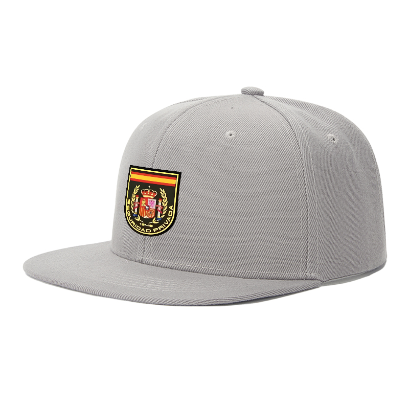 Flat Brim Baseball Cap Spain Coat of Arms Embroidered Design Streetwear Underground Skate Style for Basketball Courts Skate Parks Urban Lifestyle Riders Rappers Streetwear Enthusiasts