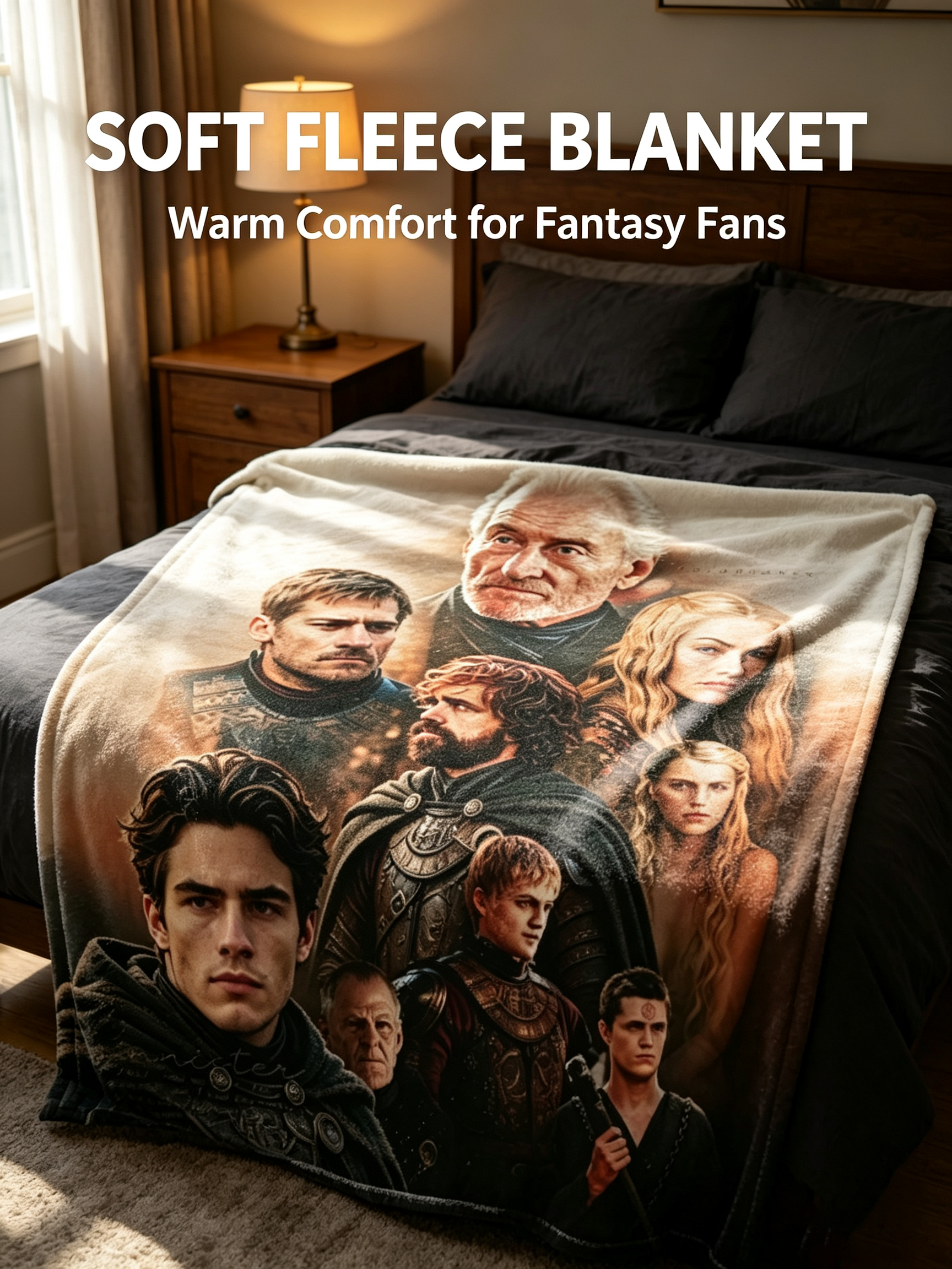 Custom Face Blanket Game of Thrones Characters Flannel Blanket Perfect for Couch Lounging and Cosy Nights Ideal Gift for Fans and Collectors