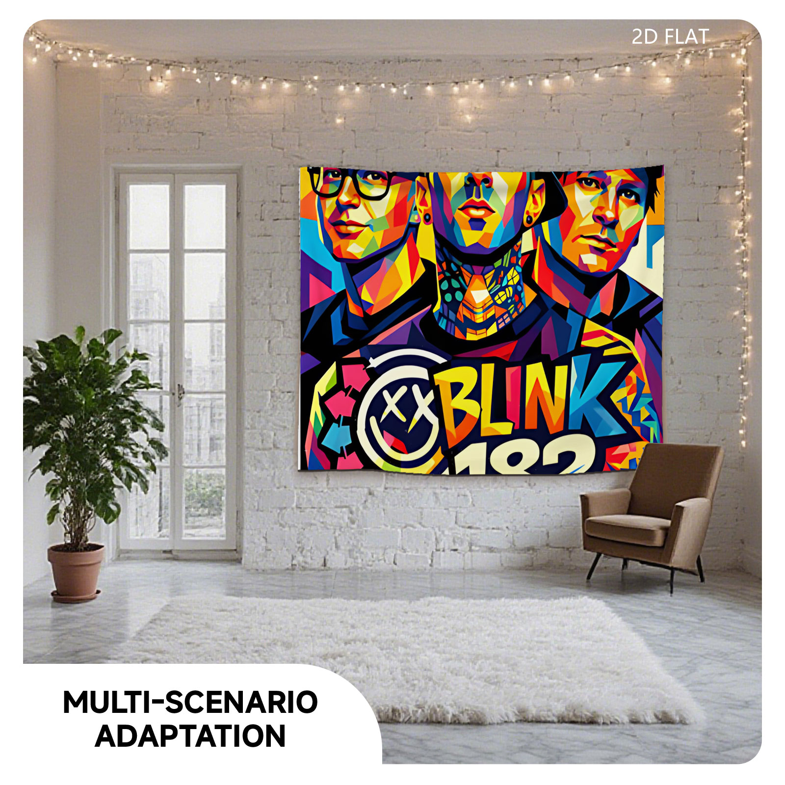 Blink-182 Band Members in Vibrant Pop Art Style - Tapestry