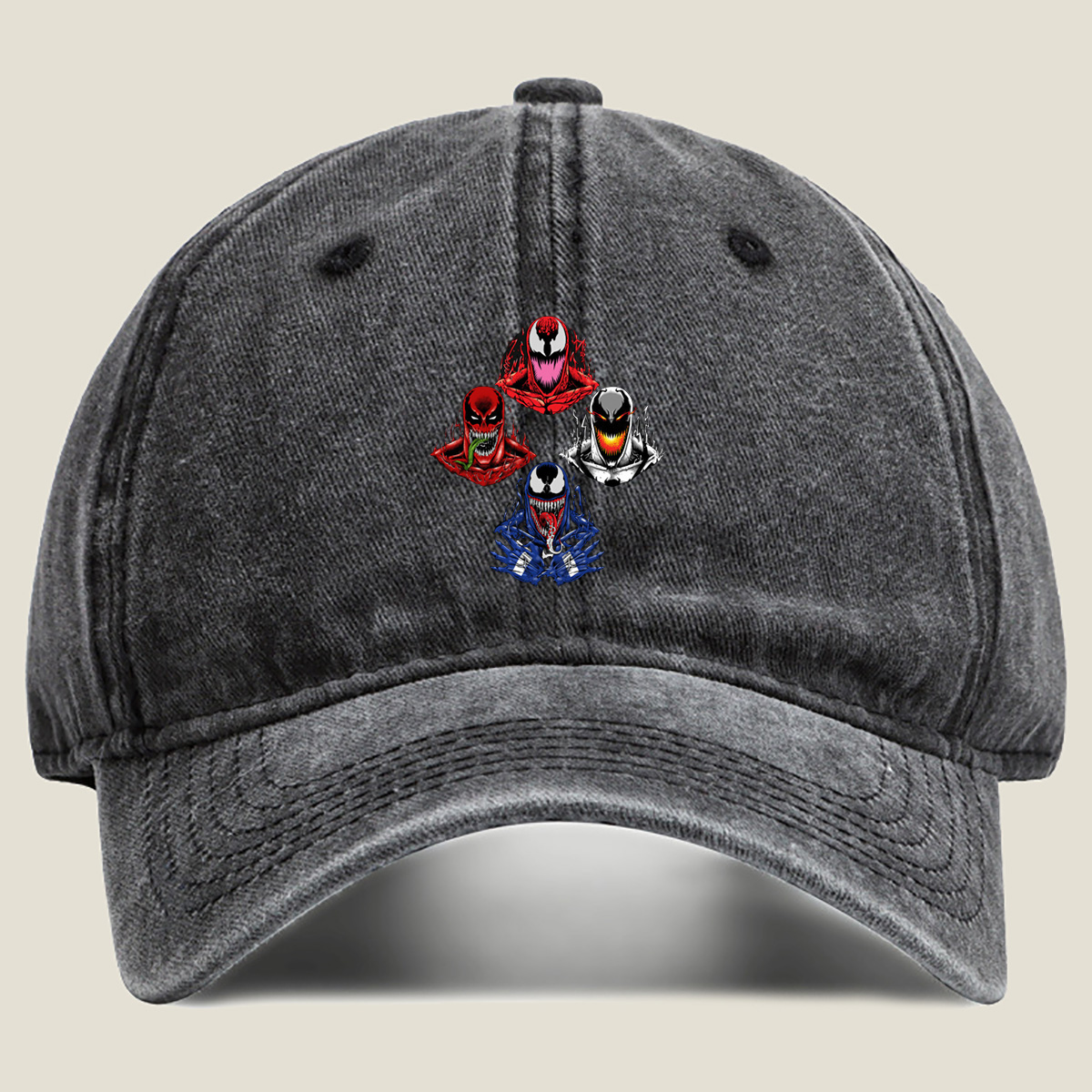 Spider-Verse: Carnage, Venom, Red Goblin, and Symbiote Characters - Washed Denim - Baseball Cap