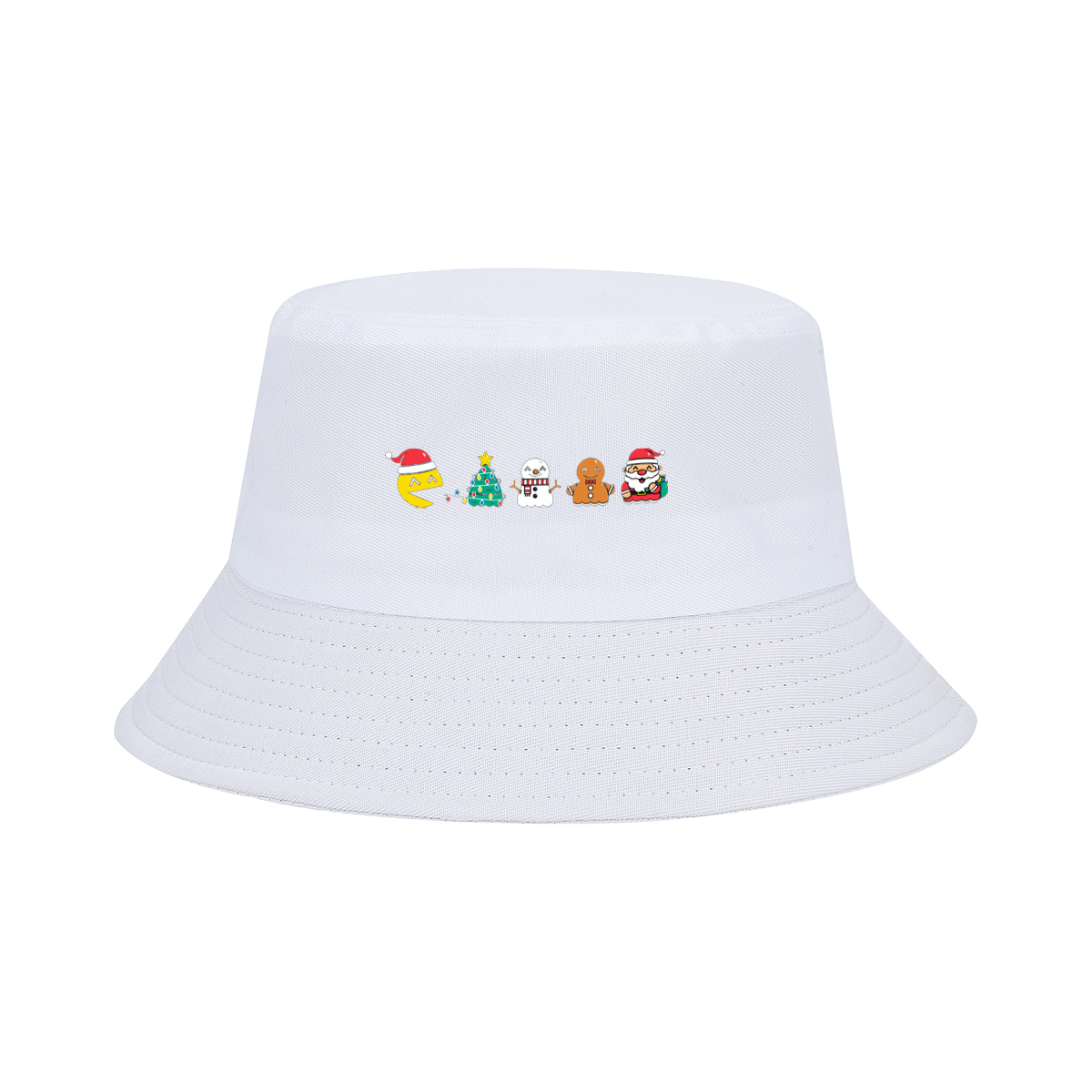 Pac-Man Christmas Characters: Pac-Man, Christmas Tree, Snowman, Gingerbread Man, Santa Claus - Fisherman's Hat