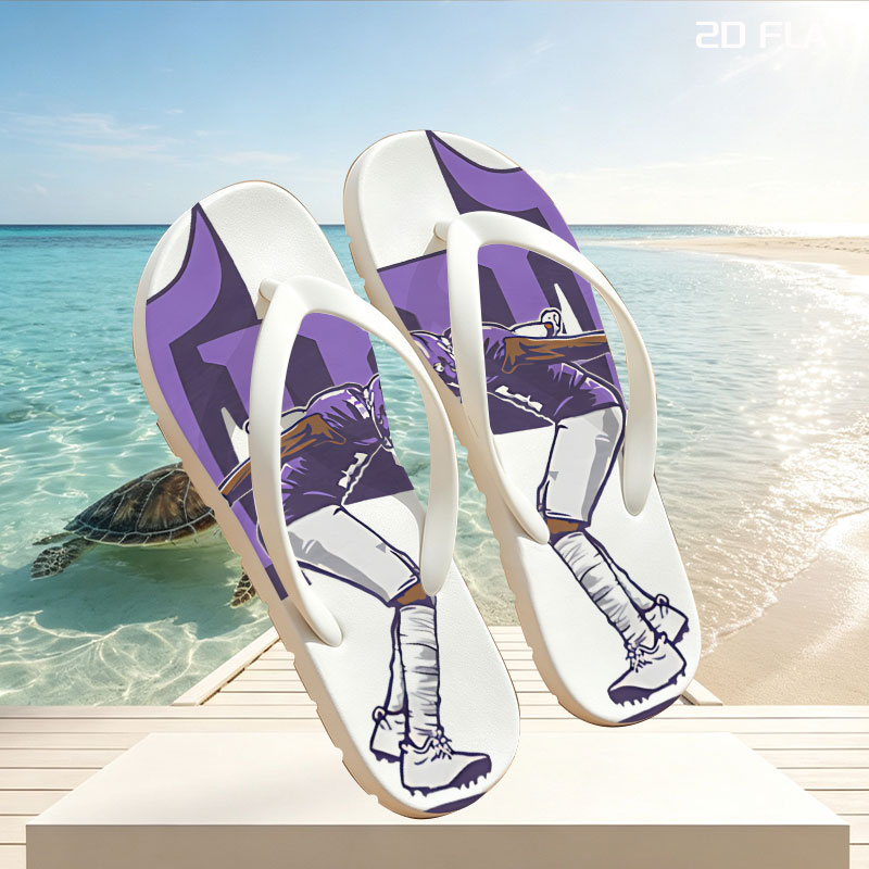 Him Football Player in Purple Uniform -  flip-flops