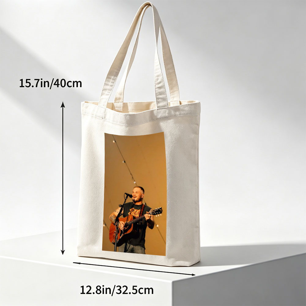 Brantley Gilbert Performing Live with Acoustic Guitar on Stage - Canvas tote bags