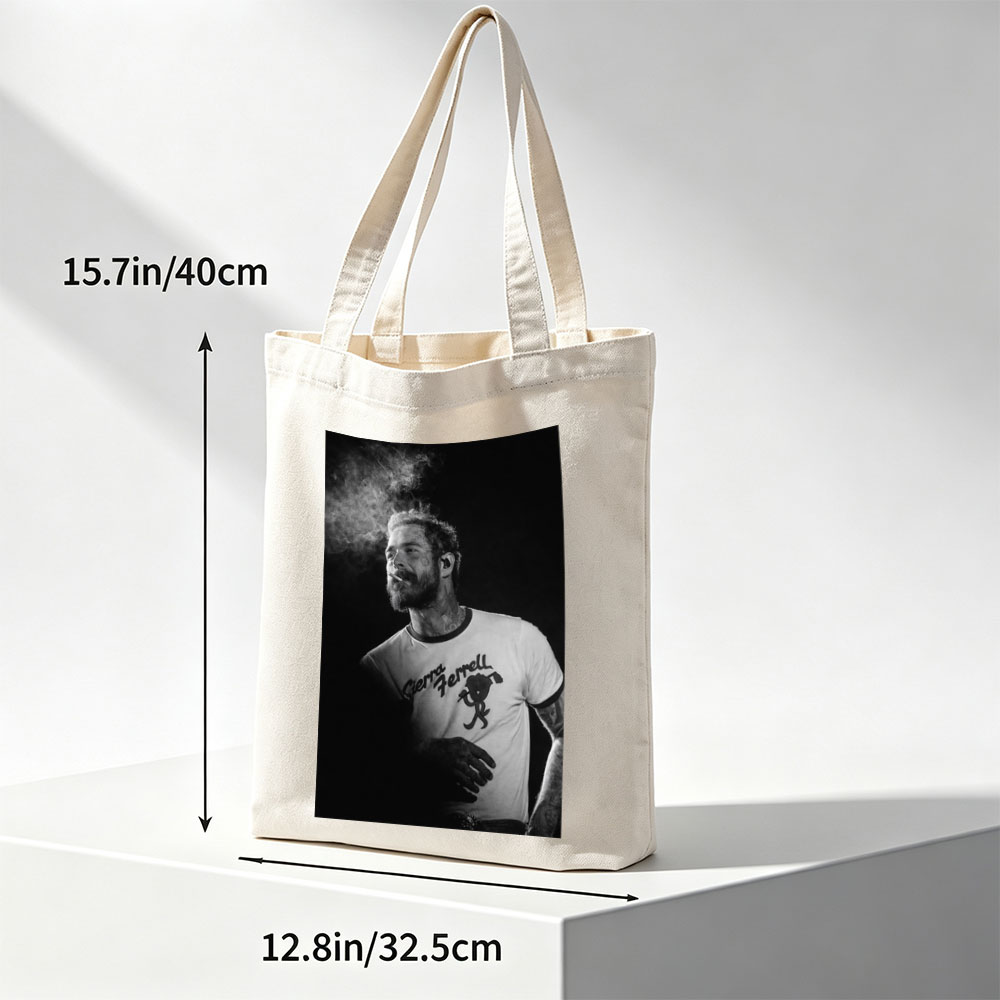 Ryan Tedder Smoking Cigarette on Stage in Black and White Photo - Canvas tote bags