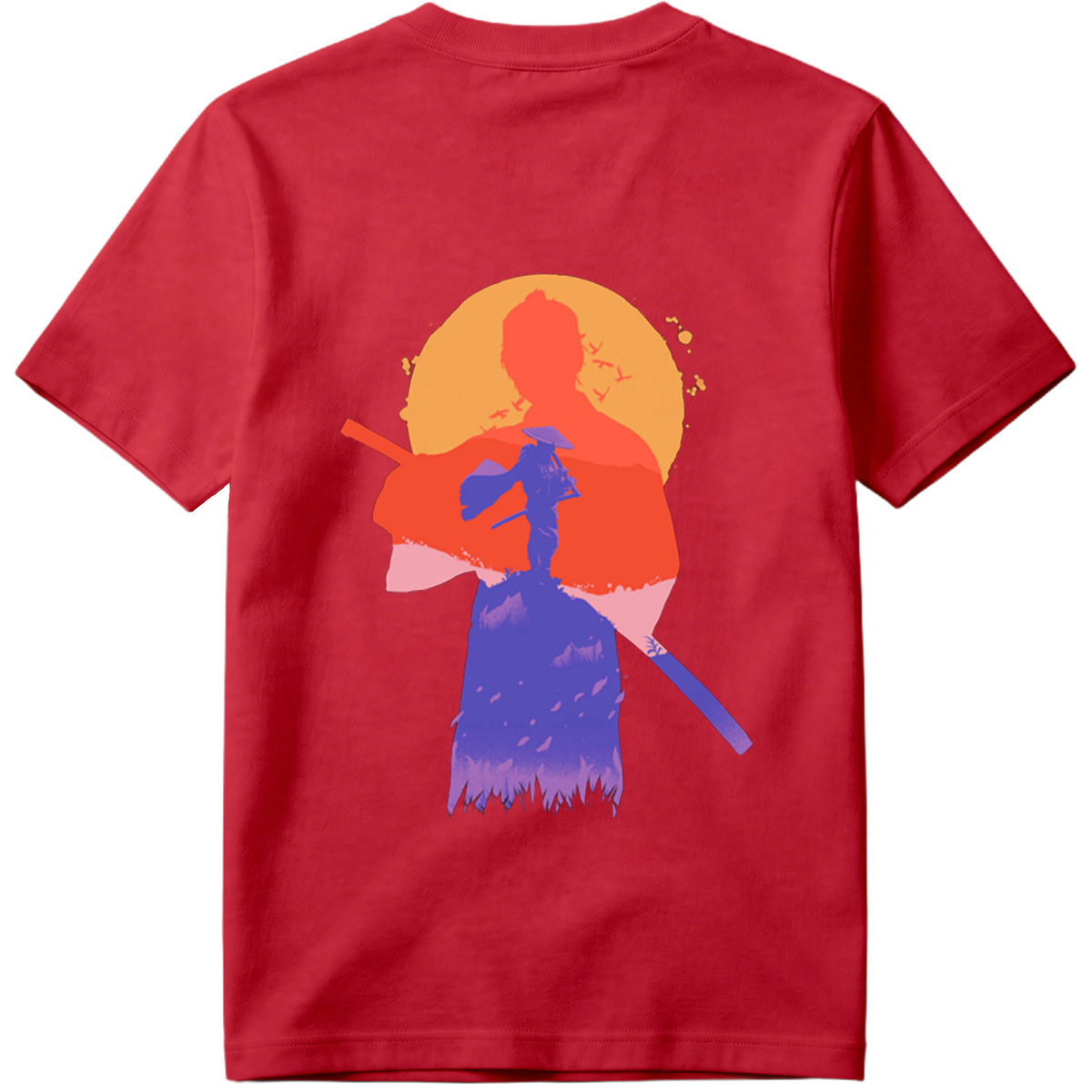 Samurai Silhouette at Sunset - Tee