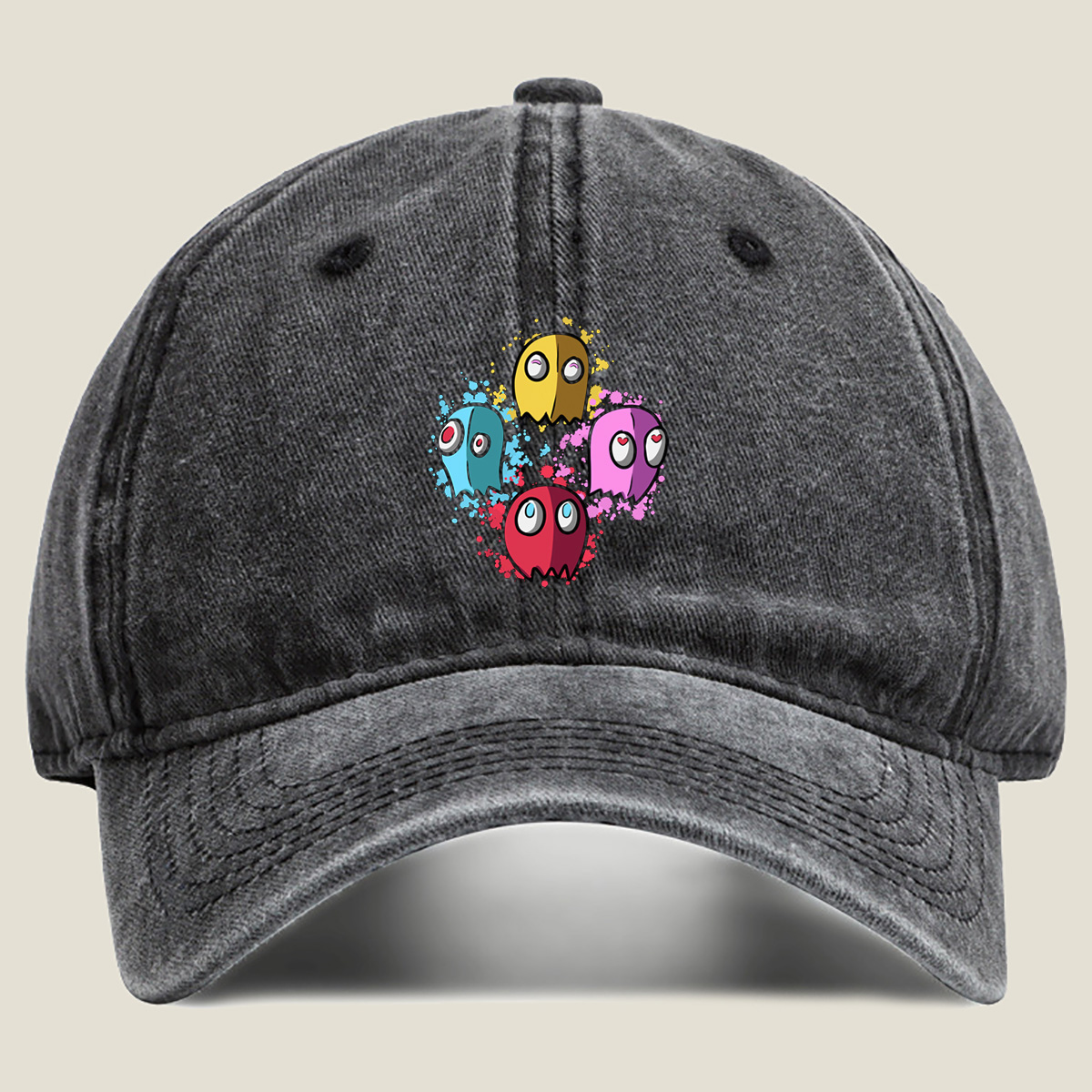 Pac-Man Ghosts: Blinky, Pinky, Inky, and Clyde - Washed Denim - Baseball Cap