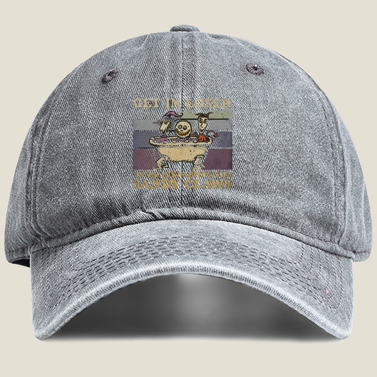 The Nightmare Before Christmas: Jack, Sally, and Oogie Boogie in a Bathtub - Washed Denim - Baseball Cap