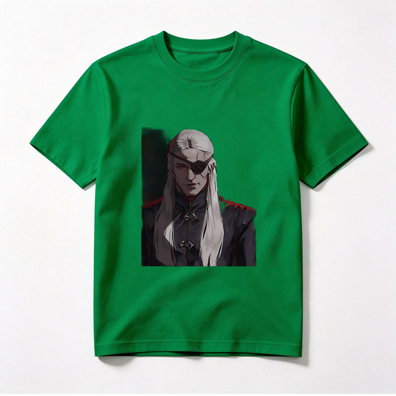 Elderly Warrior with White Hair and Eye Patch in Dark Armor - Tee